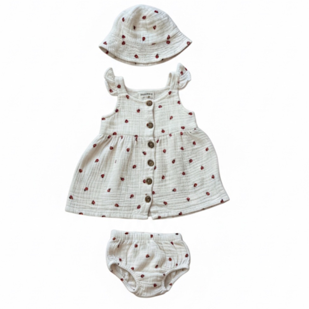 Rabbit Bear White and Red Ladybug Baby Outfit Set